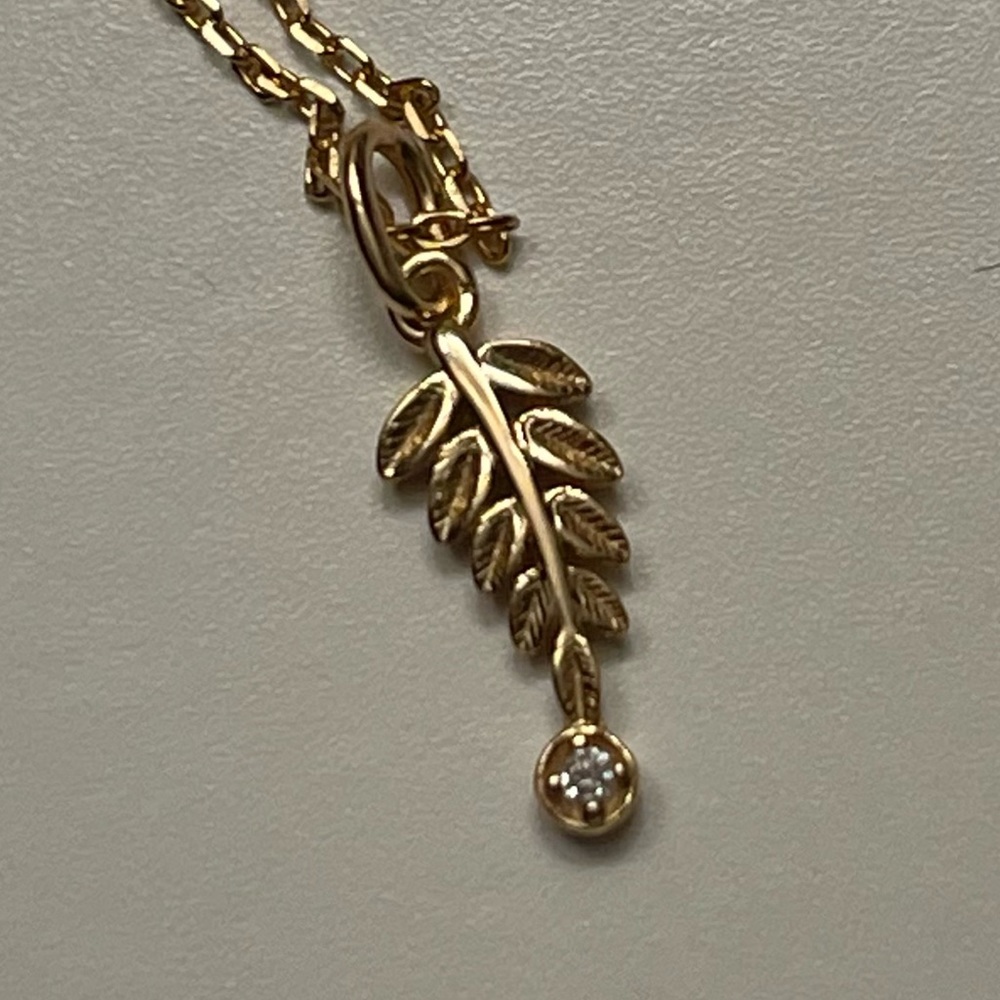Sterling silver 10k gold plated Olive branch necklace with adjustable chain